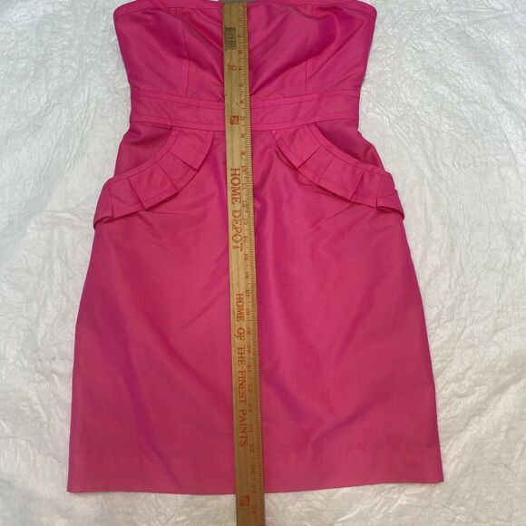 J Crew Mini Dress Size 2 Hot Pink Flamenco Pockets Lined Barbiecore Silk Cotton - Picture 4 of 15